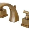 Kingston Brass Widespread Bathroom Faucet With Brass Pop-Up, Antique Brass